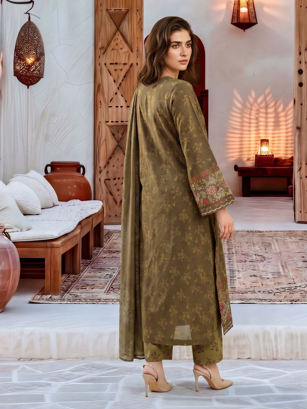 3 Piece Karandi Suit-Embroidered (Unstitched)