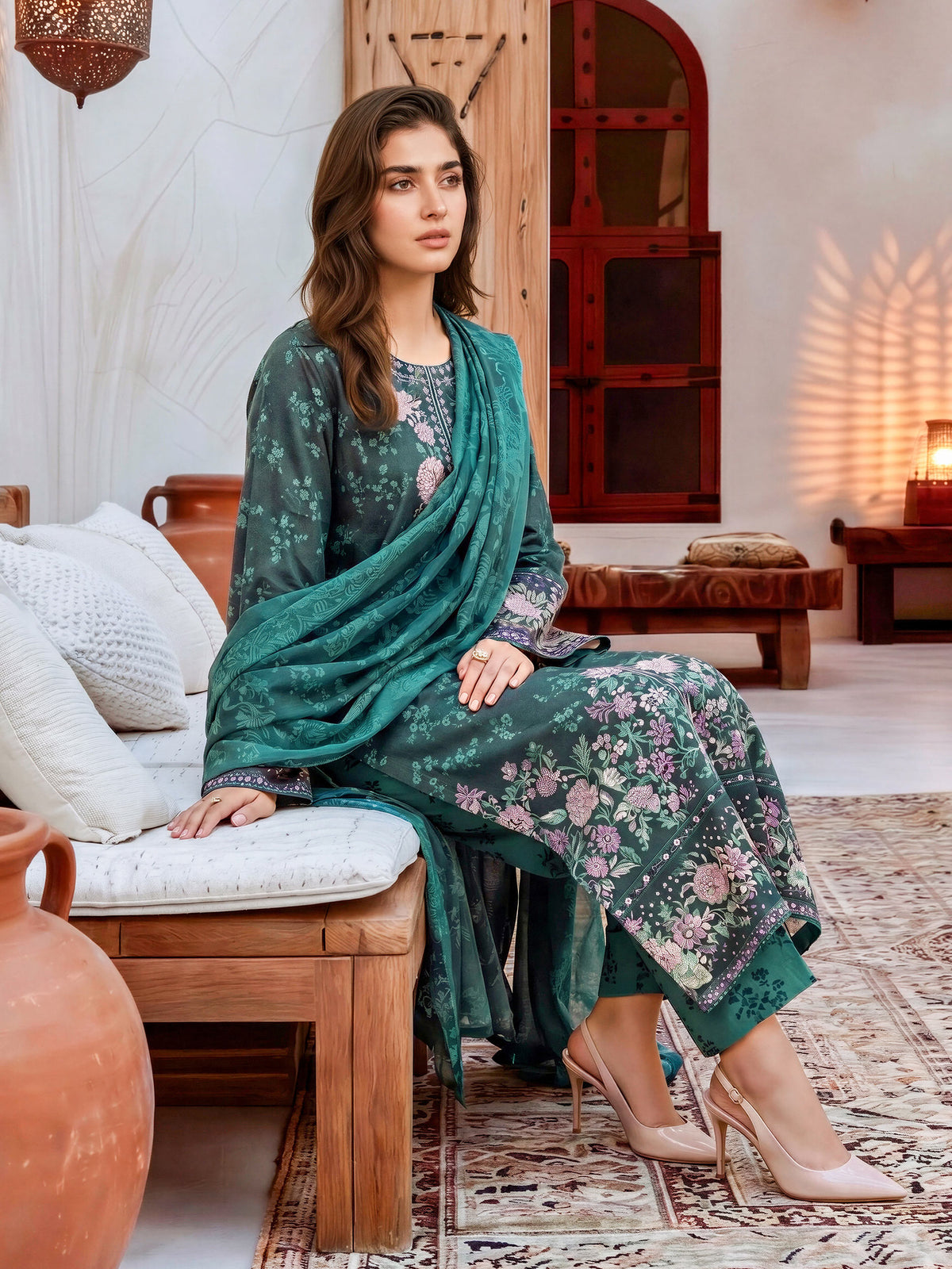 3 Piece Karandi Suit-Embroidered (Unstitched)
