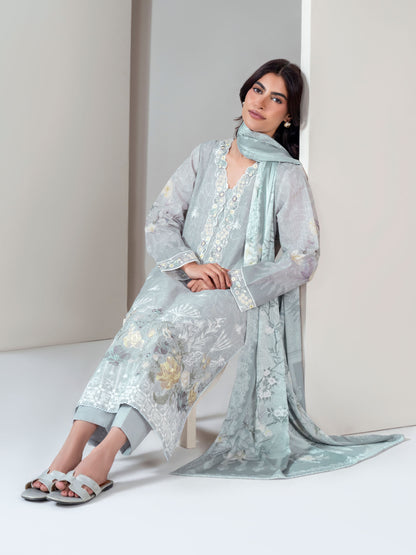 3 Piece Slub Khaddar Suit-Embroidered (Unstitched)