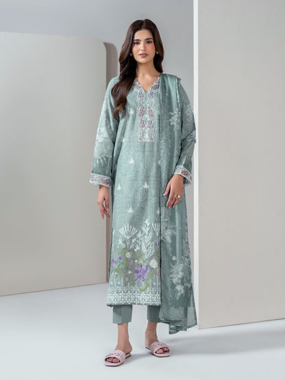 3 Piece Slub Khaddar Suit-Embroidered (Unstitched)