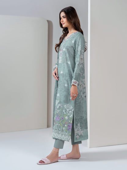 3 Piece Slub Khaddar Suit-Embroidered (Unstitched)