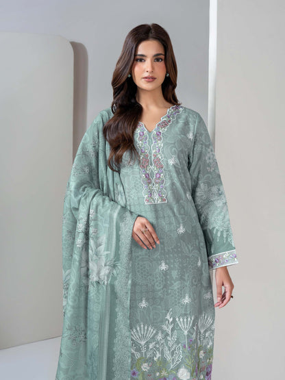 3 Piece Slub Khaddar Suit-Embroidered (Unstitched)