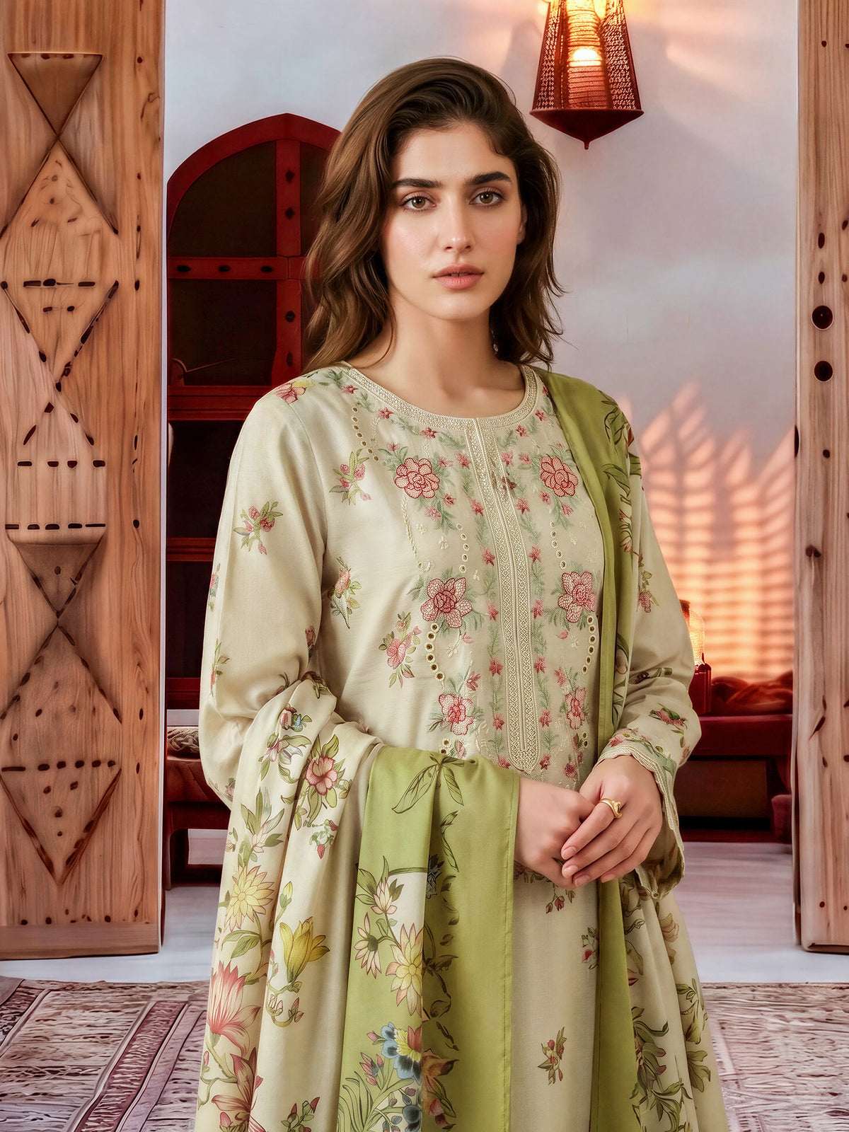 3 Piece Khaddar Suit-Embroidered (Unstitched)