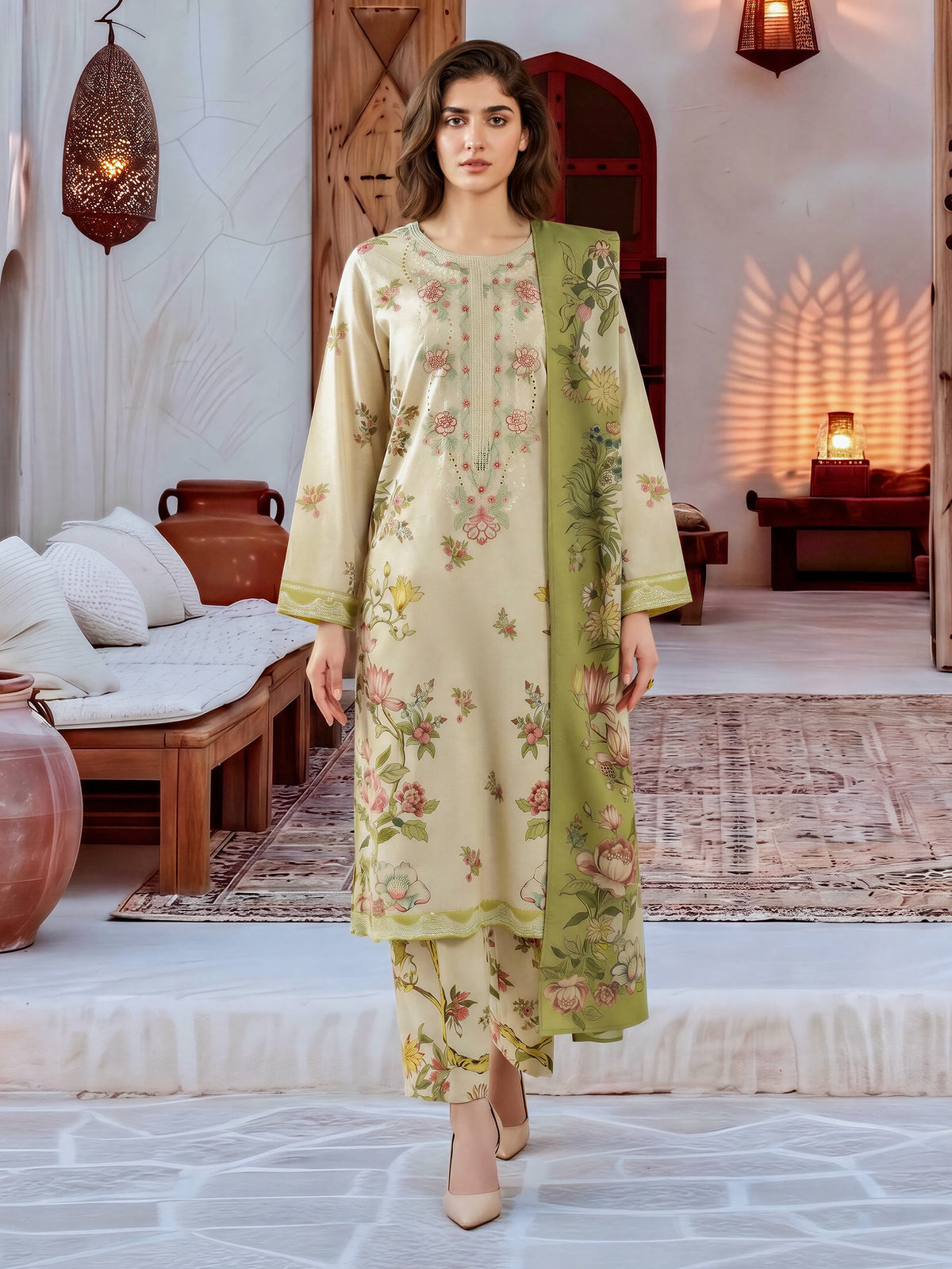 3 Piece Khaddar Suit-Embroidered (Unstitched)