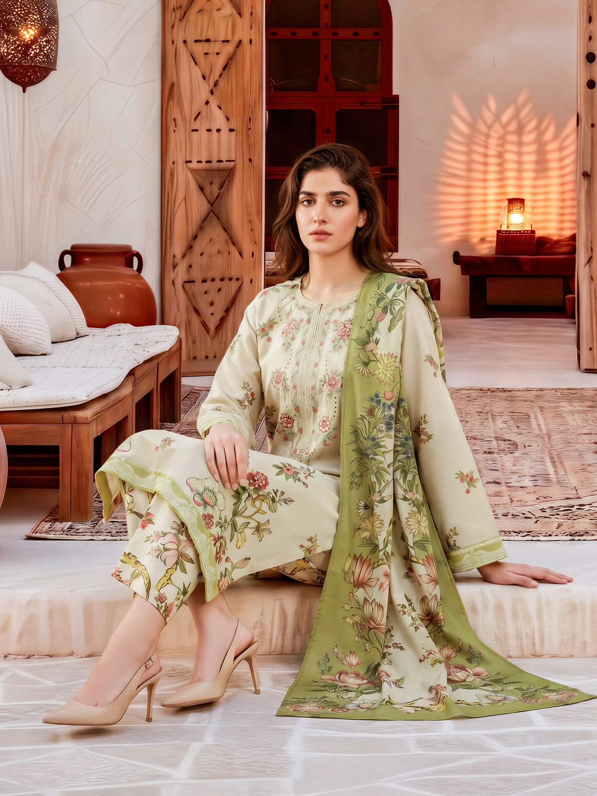 3 Piece Khaddar Suit-Embroidered (Unstitched)