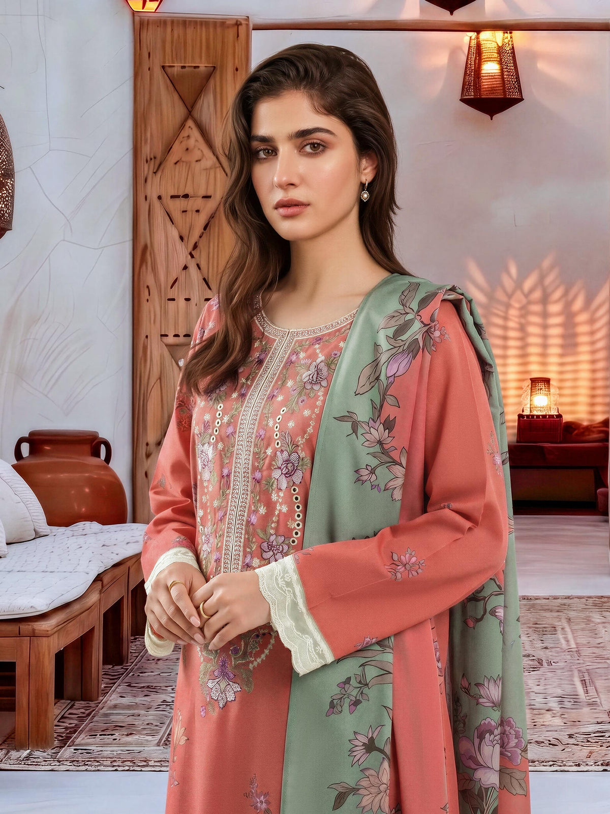 3 Piece Khaddar Suit-Embroidered (Unstitched)