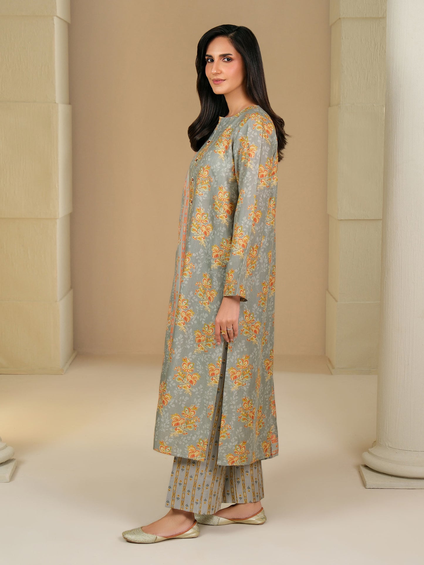 3 Piece Khaddar Suit-Paste Print (Unstitched)
