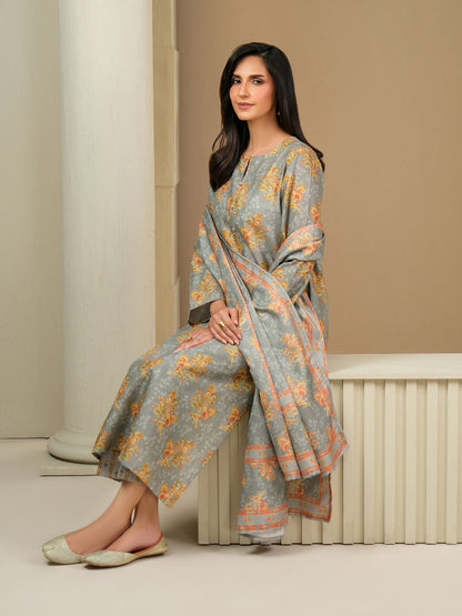 3 Piece Khaddar Suit-Paste Print (Unstitched)