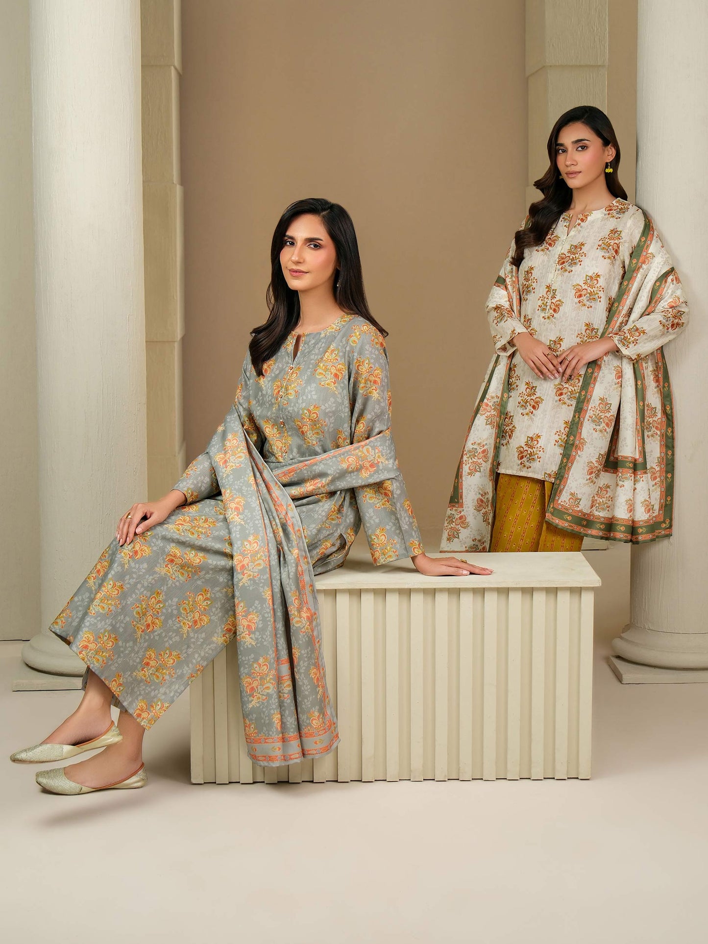 3 Piece Khaddar Suit-Paste Print (Unstitched)