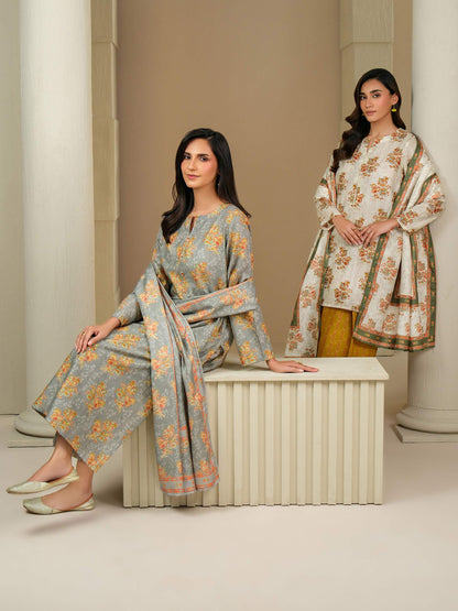 3 Piece Khaddar Suit-Paste Print (Unstitched)
