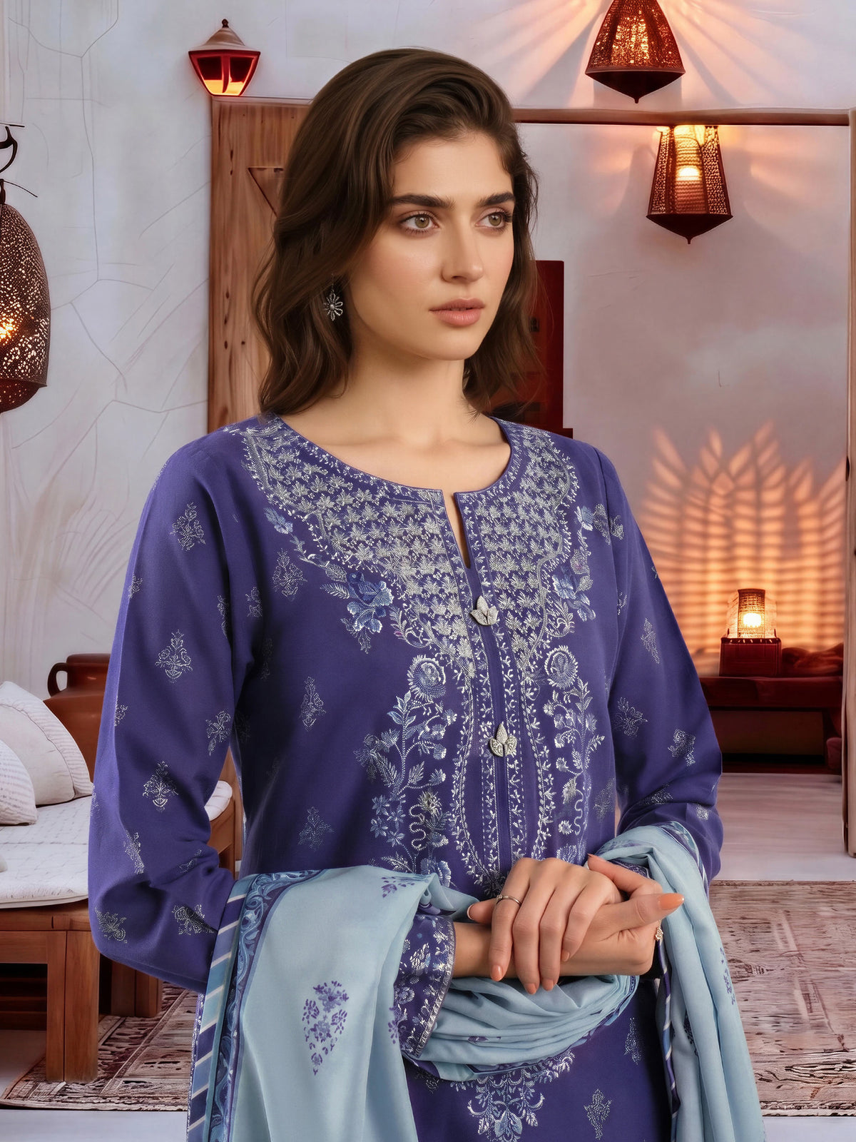 3 Piece Khaddar Suit-Embroidered (Unstitched)