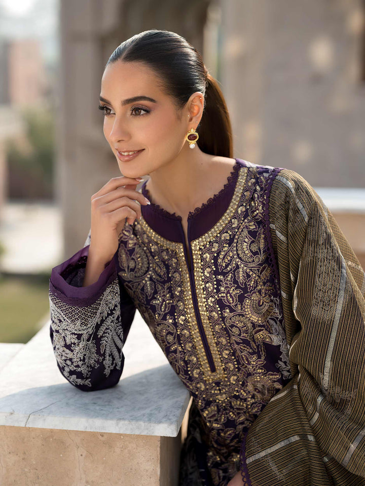 Zen by Freesia Embroidered Lawn Unstitched 3 Piece - FW-50072 Naairah - FR25Z - Purple - Summer Collection main image 1
