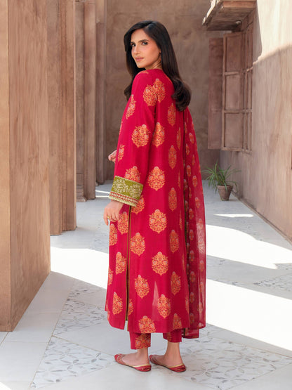 3 Piece Silk Suit-Embroidered (Unstitched)