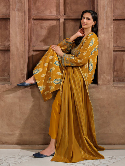 3 Piece Khaddar Paste Suit- Embroidered (Unstitched)
