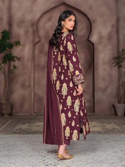 3 Piece Khaddar Paste Suit- Embroidered (Unstitched)