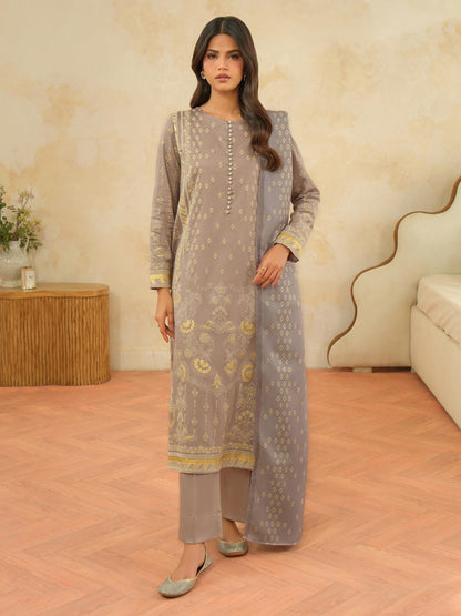 3 Piece Satin Suit-Paste Print (Unstitched)