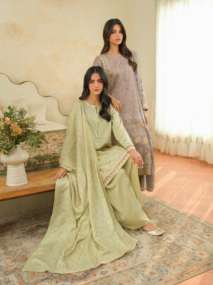 3 Piece Satin Suit-Paste Print (Unstitched)