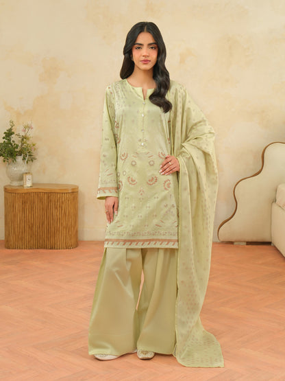 3 Piece Satin Suit-Paste Print (Unstitched)