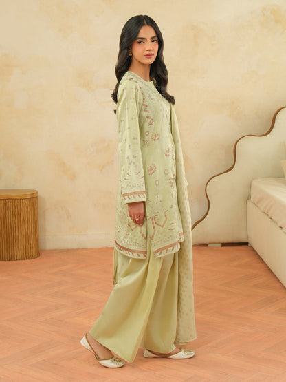 3 Piece Satin Suit-Paste Print (Unstitched)