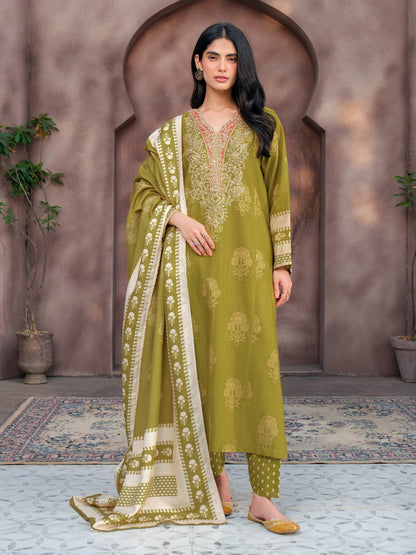 3 Piece Khaddar Suit-Embroidered (Unstitched)
