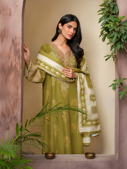 3 Piece Khaddar Suit-Embroidered (Unstitched)