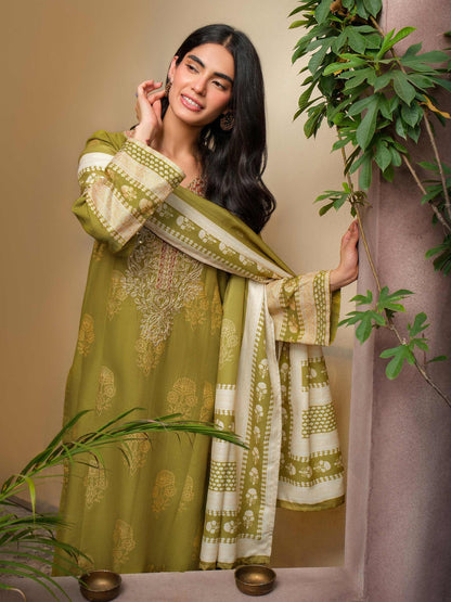 3 Piece Khaddar Suit-Embroidered (Unstitched)
