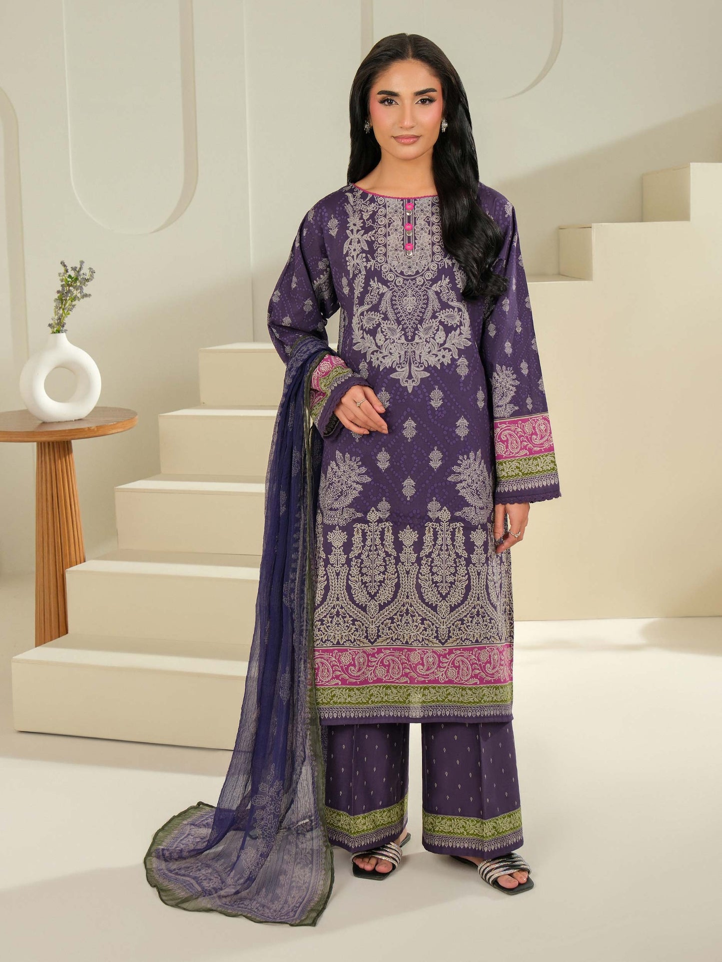 3 Piece Cambric Suit-Printed (Unstitched)