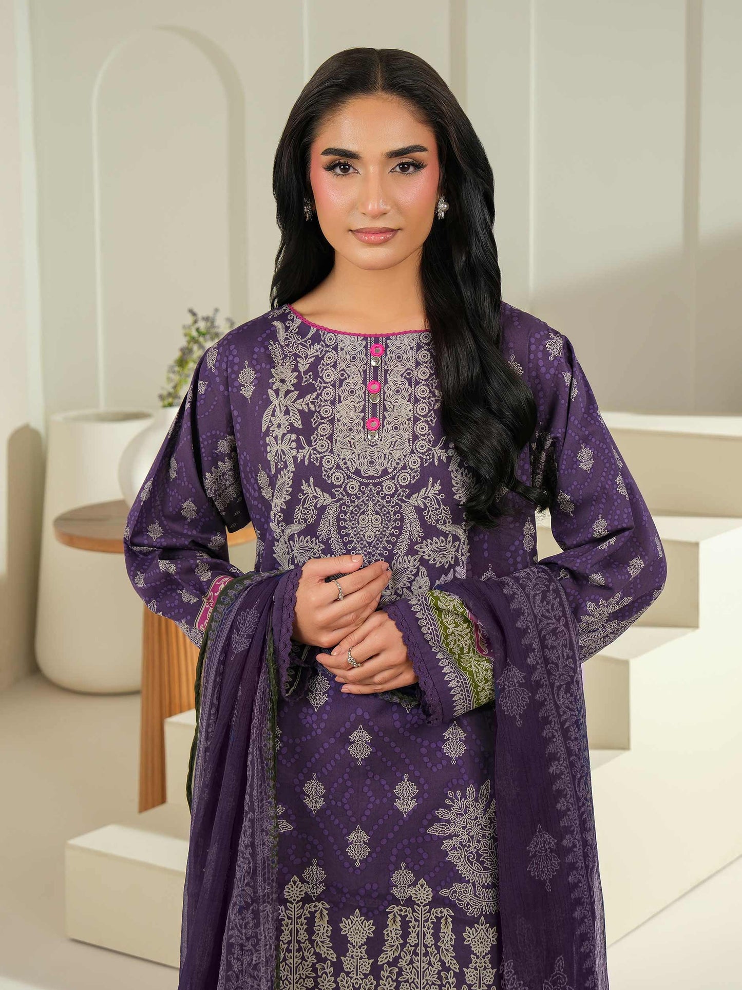 3 Piece Cambric Suit-Printed (Unstitched)