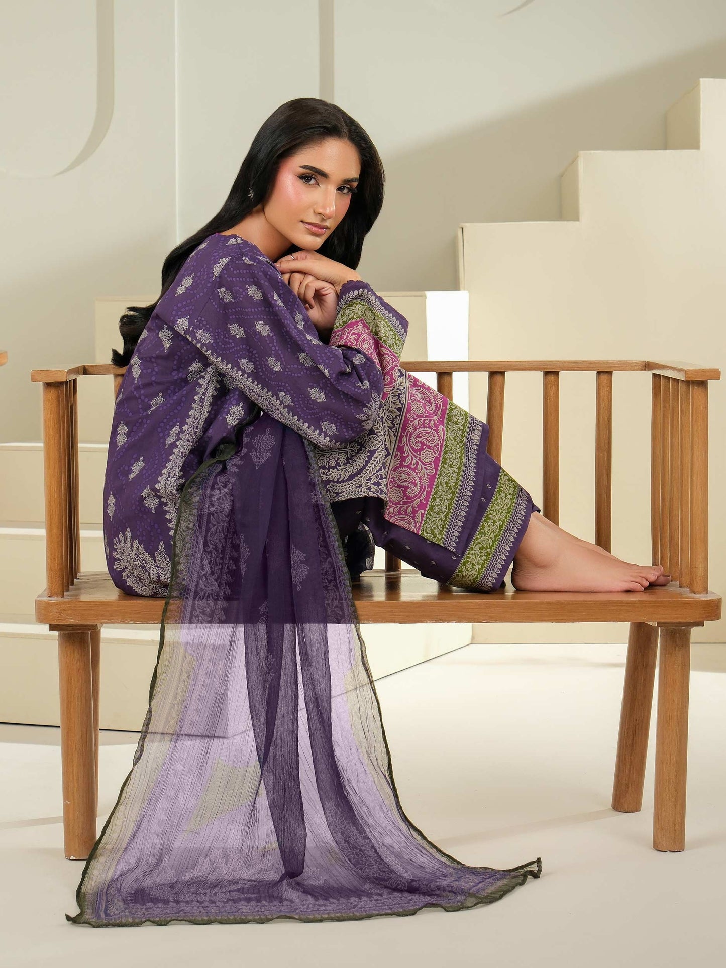 3 Piece Cambric Suit-Printed (Unstitched)