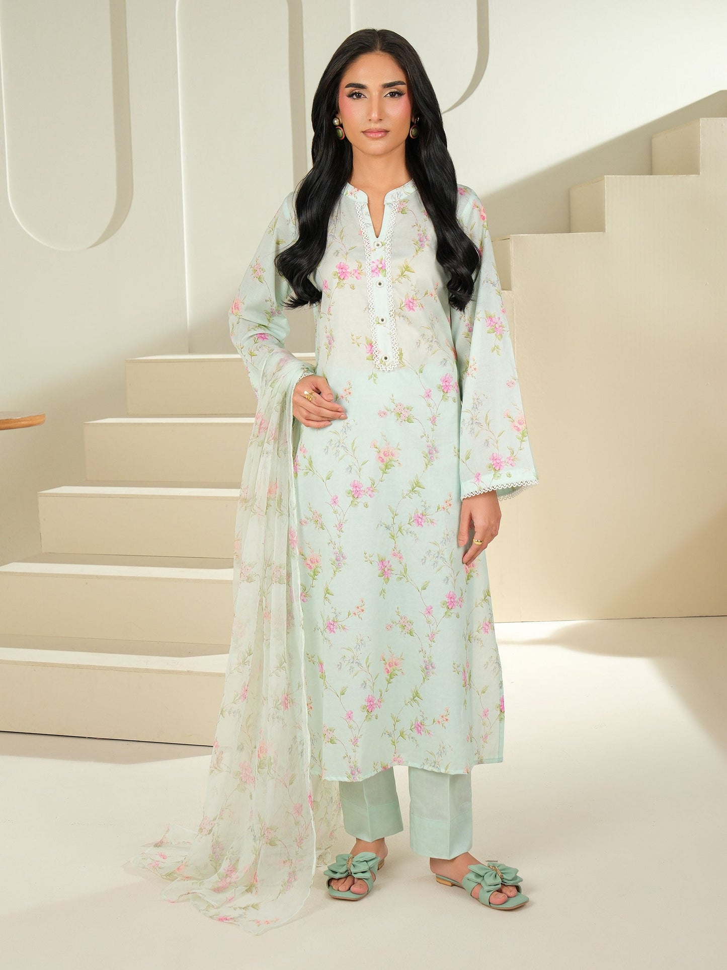 3 Piece Cambric Suit-Printed (Unstitched)