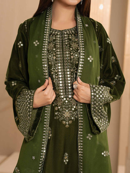 3 Piece Velvet Suit-Embroidered (Unstitched)