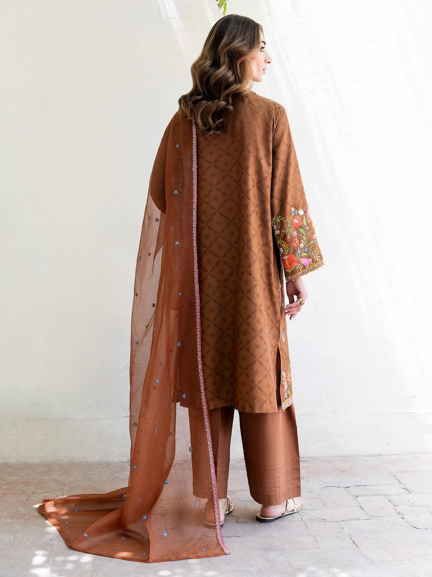 3 Piece Jacquard Suit-Embroidered (Unstitched)