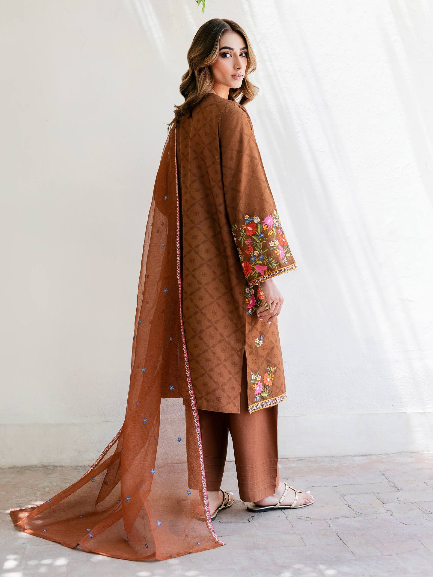 3 Piece Jacquard Suit-Embroidered (Unstitched)