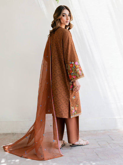 3 Piece Jacquard Suit-Embroidered (Unstitched)