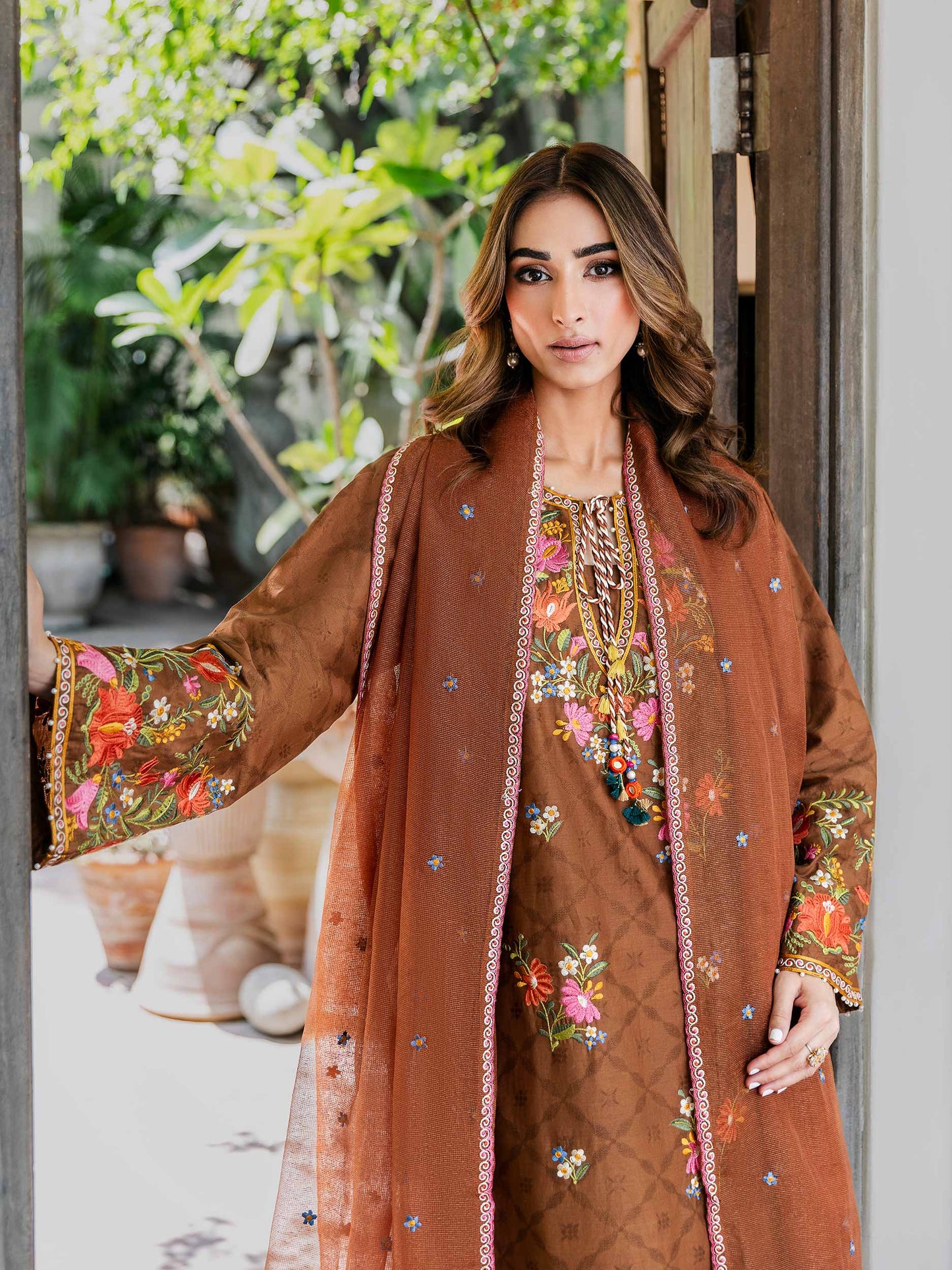 3 Piece Jacquard Suit-Embroidered (Unstitched)