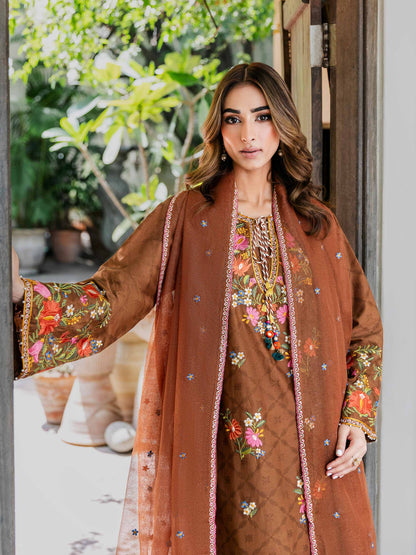 3 Piece Jacquard Suit-Embroidered (Unstitched)