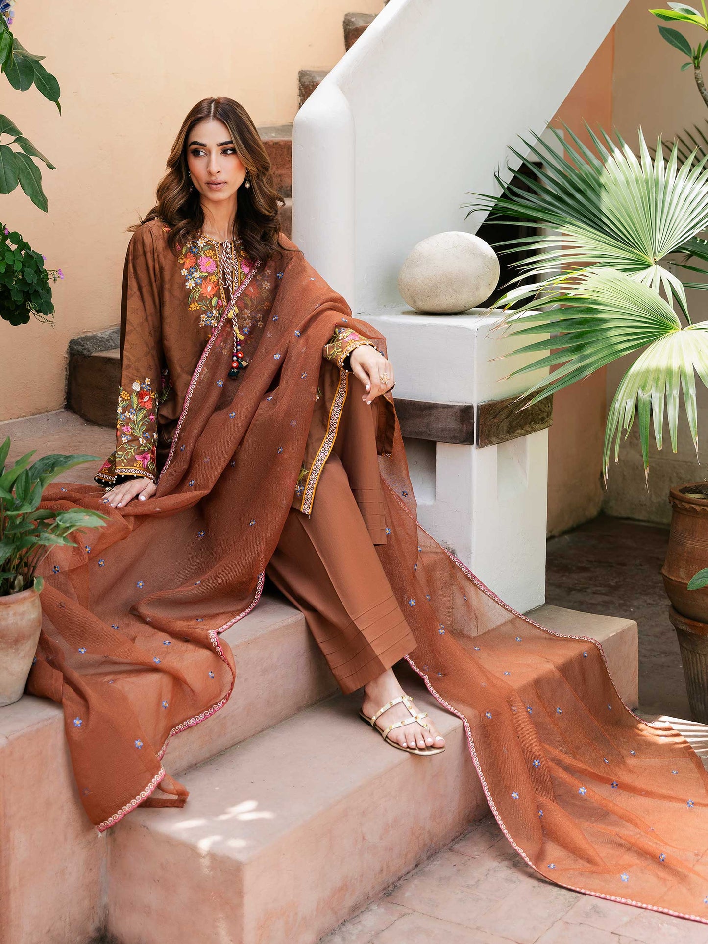 3 Piece Jacquard Suit-Embroidered (Unstitched)