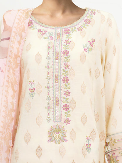 3 Piece Special Jacquard Suit-Embroidered (Unstitched)