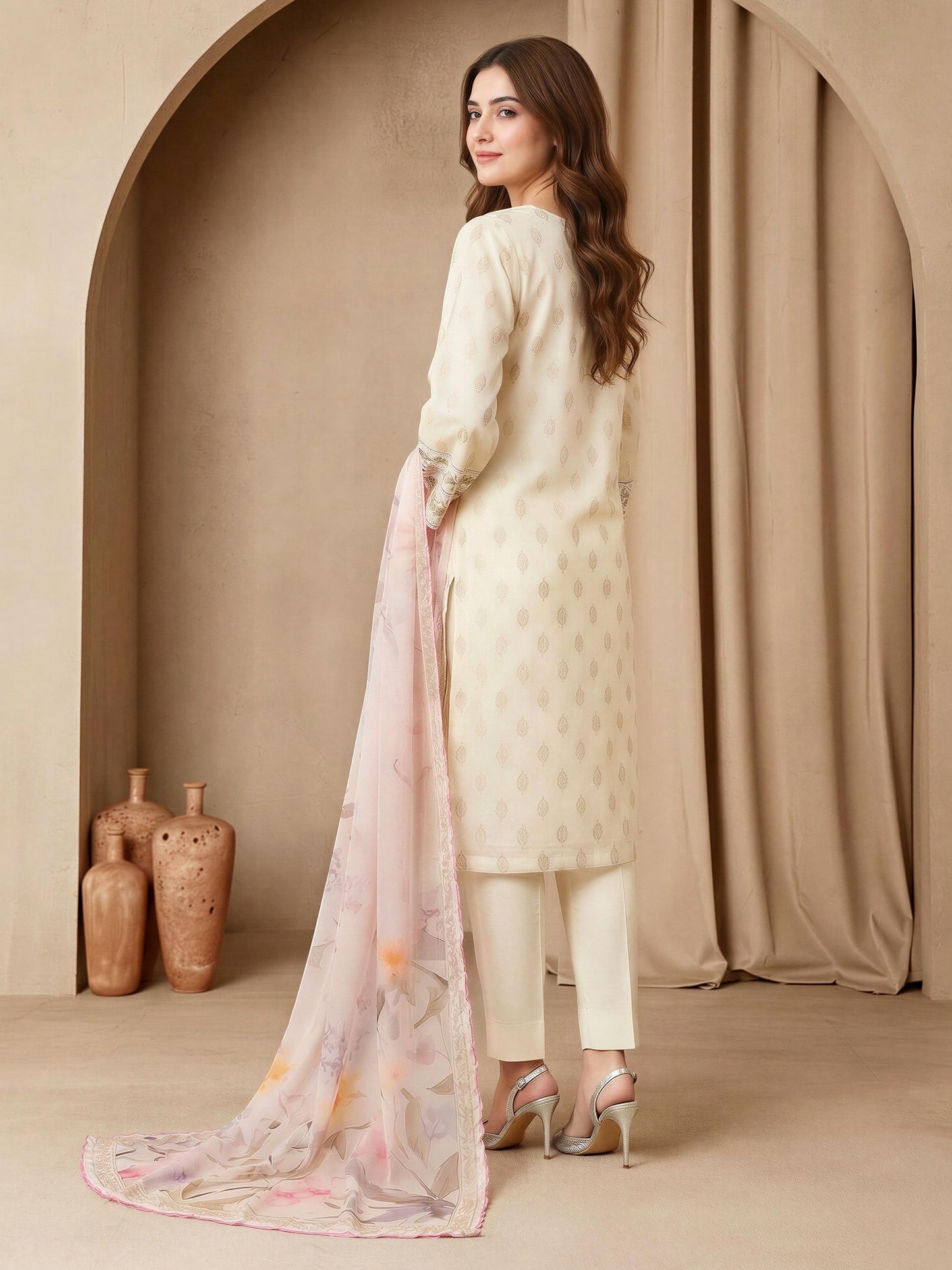3 Piece Special Jacquard Suit-Embroidered (Unstitched)
