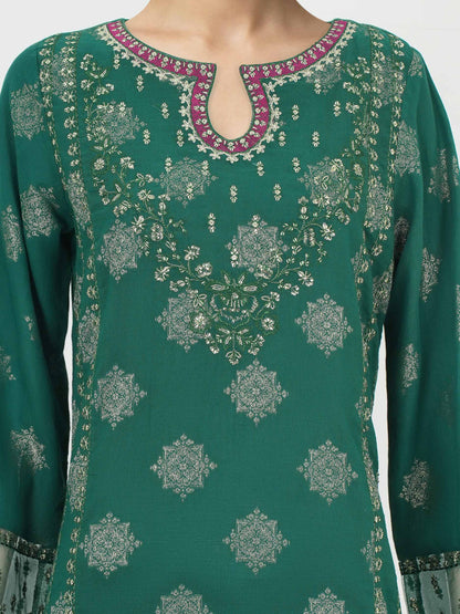 3 Piece Special Jacquard Suit- Embroidered (Unstitched)