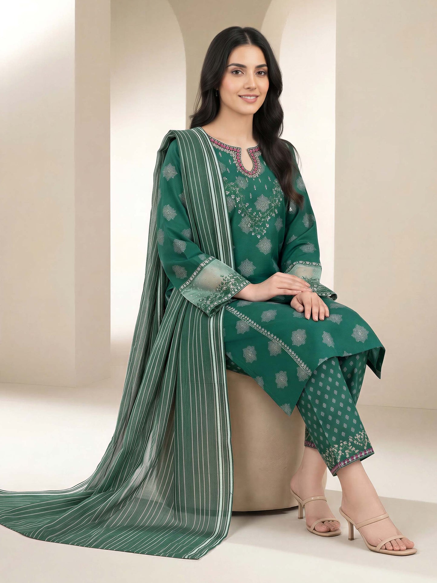 3 Piece Special Jacquard Suit- Embroidered (Unstitched)