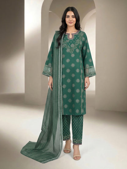 3 Piece Special Jacquard Suit- Embroidered (Unstitched)