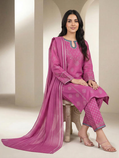 3 Piece Special Jacquard Suit- Embroidered (Unstitched)