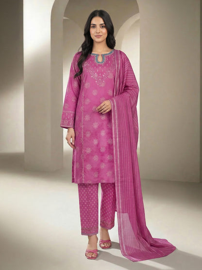 3 Piece Special Jacquard Suit- Embroidered (Unstitched)