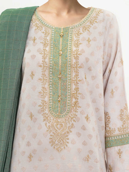 3 Piece Special Jacquard Suit-Embroidered (Unstitched)