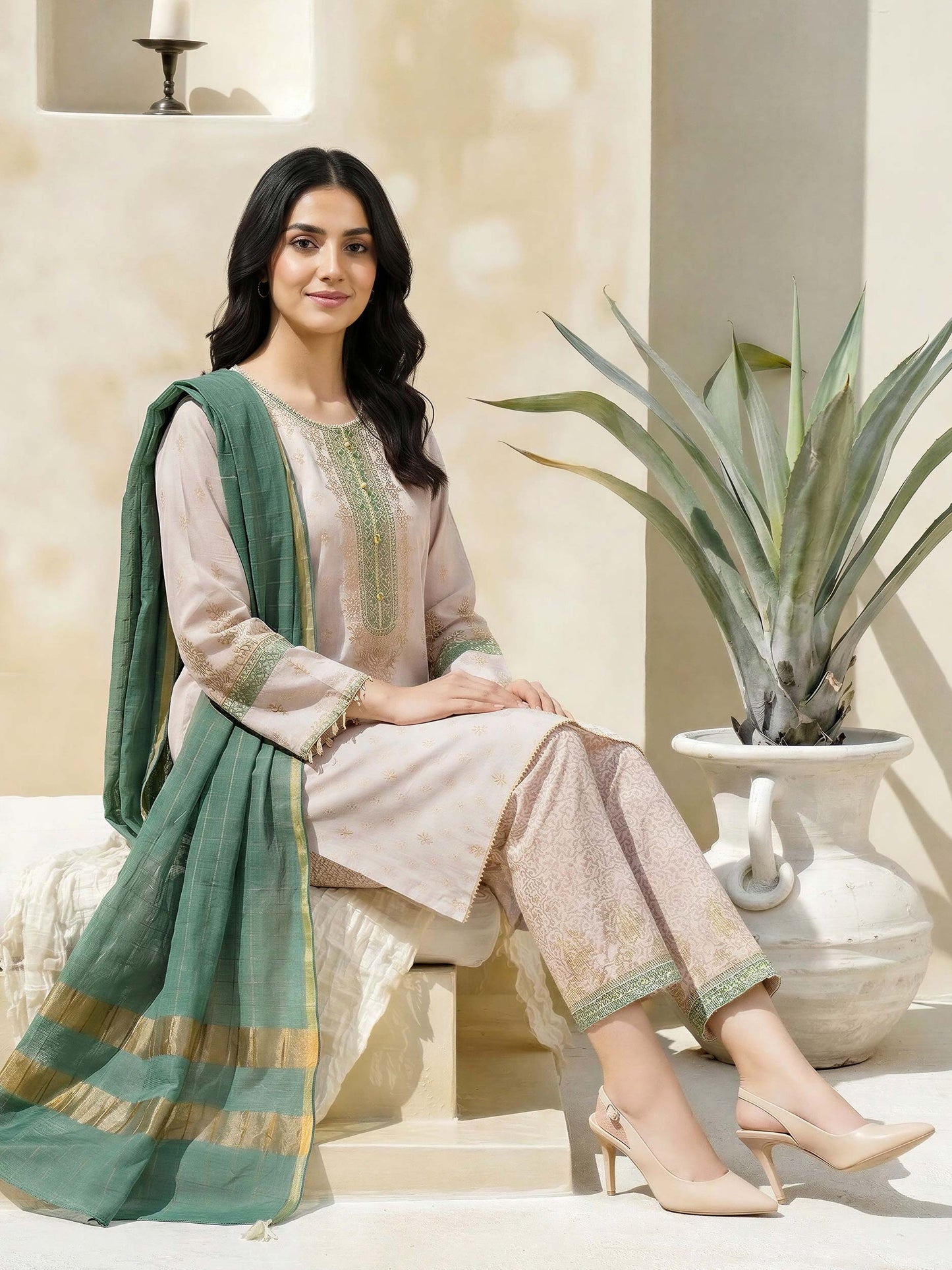 3 Piece Special Jacquard Suit-Embroidered (Unstitched)