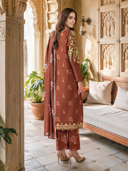 3 Piece Slub Khaddar Suit (Unstitched)
