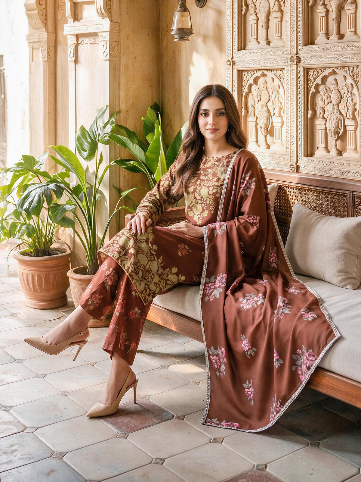 3 Piece Slub Khaddar Suit (Unstitched)
