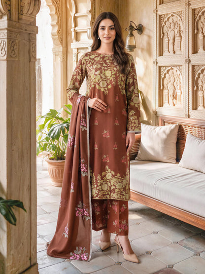 3 Piece Slub Khaddar Suit (Unstitched)