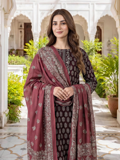 3 Piece Khaddar Suit (Unstitched)